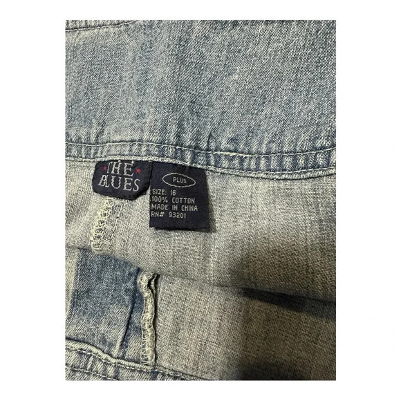 The Blues Plus Sz 16 Light Wash Denim Skirt Lace Butterfly Appliqué Frayed Hem‎ - Picture 5 of 6